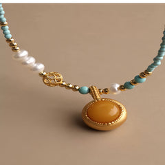 Amber & Turquoise Windfall Luck Necklace