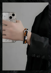 Tiger's Eye and Obsidian Wealth Energy Bracelet