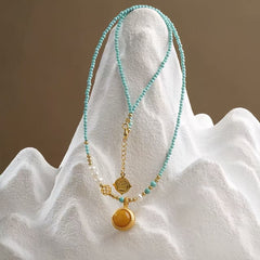 Amber & Turquoise Windfall Luck Necklace