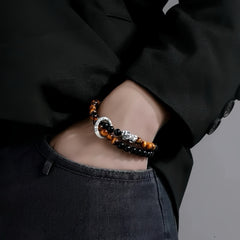 Tiger's Eye and Obsidian Wealth Energy Bracelet